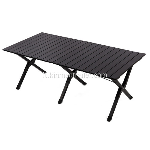 tavolo pieghevole portatile in alluminio colore nero per campeggio esterno